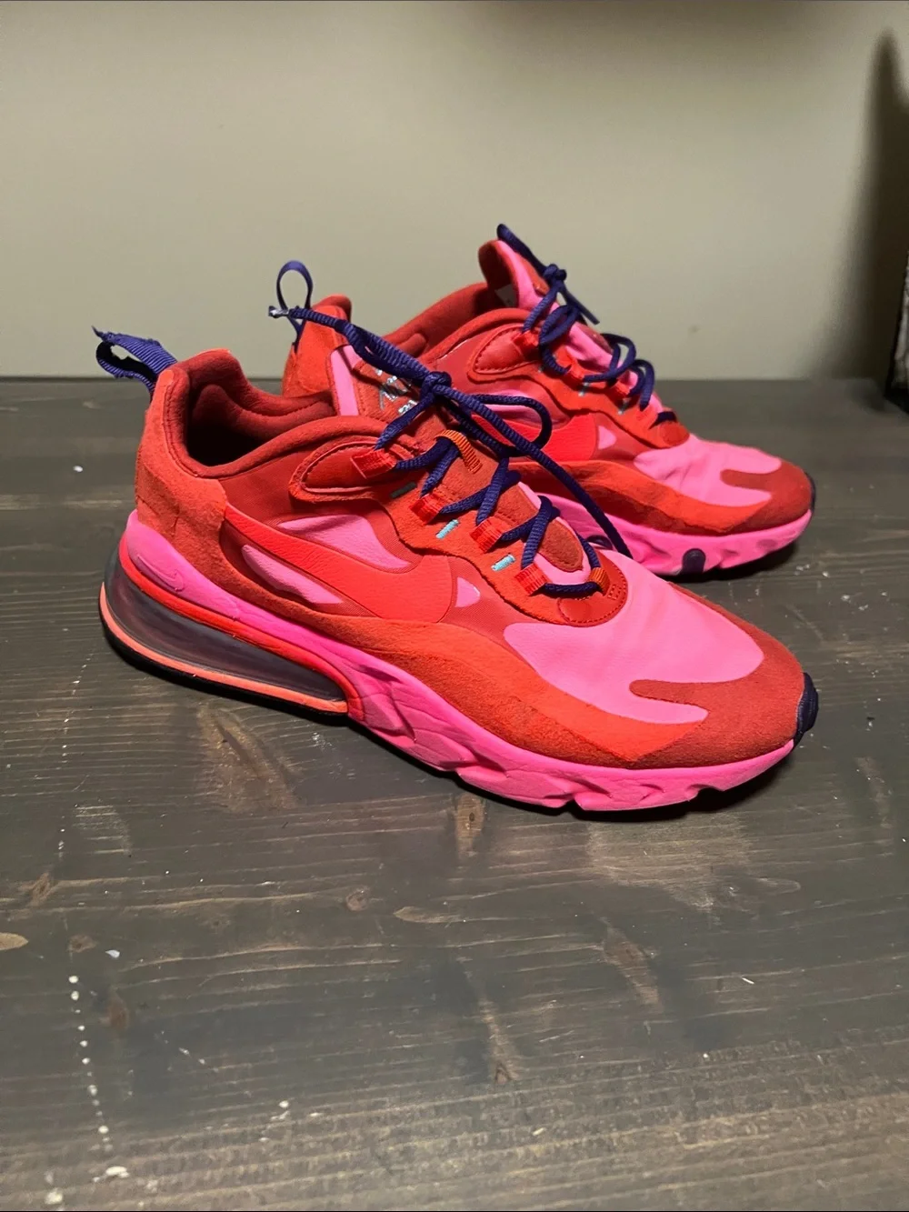 Nike Red & Pink Athletic Sneakers with Purple Laces